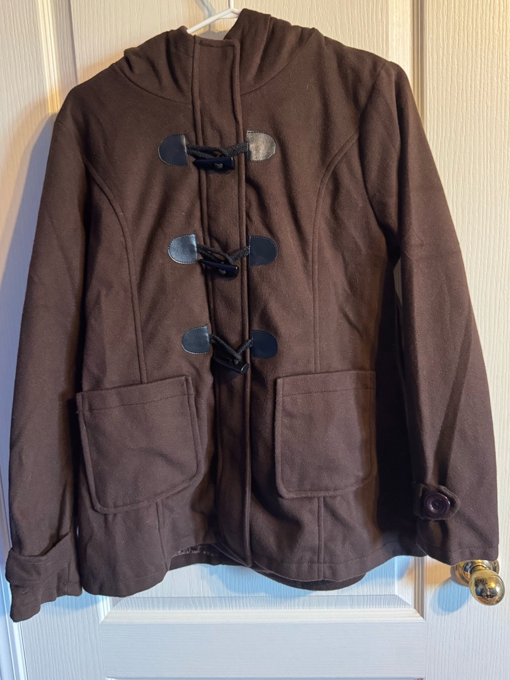 Women's Brown Hooded Toggle Coat